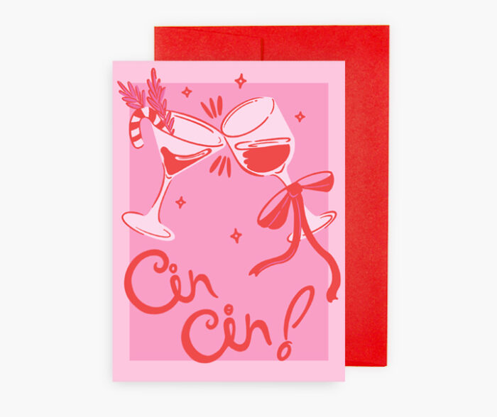 Carte de souhaits - Cin Cin - Rouge