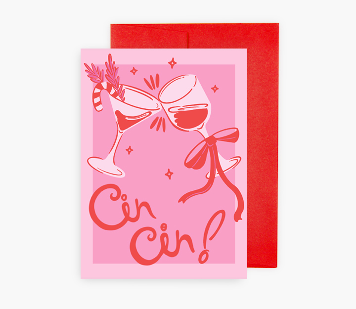 Carte de souhaits - Cin Cin - Rouge