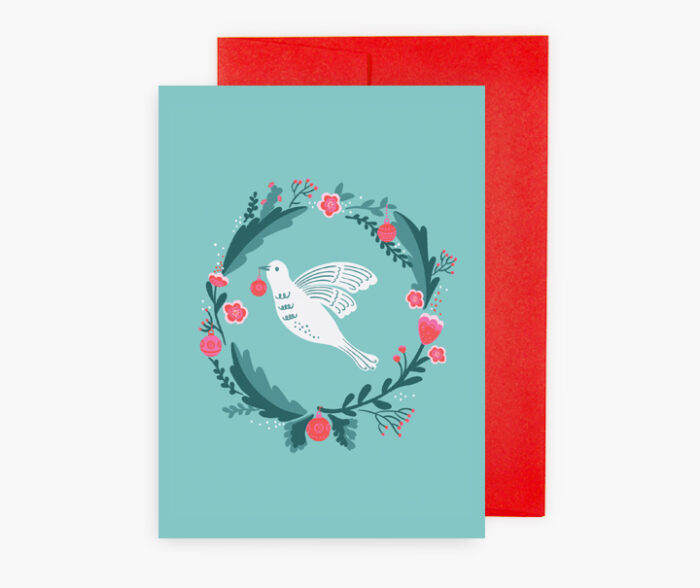Carte de souhaits - Colombe d'espoir - Rouge