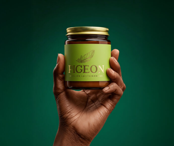 Pigeon Atelier letterpress bougie chartreuse