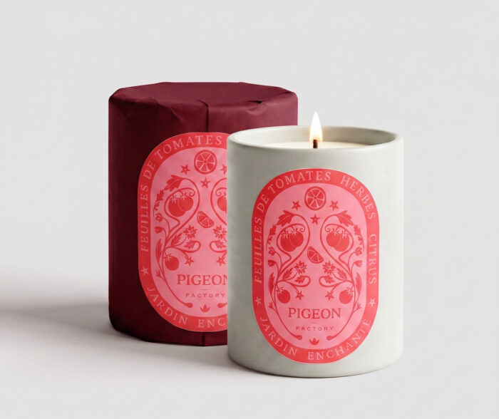 Pigeon atelier letterpress bougie feuilles de tomates