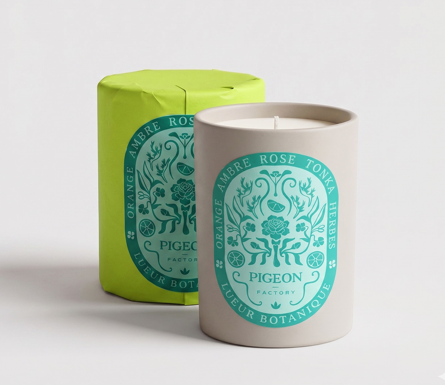 Pigeon atelier letterpress bougie lueur botanique